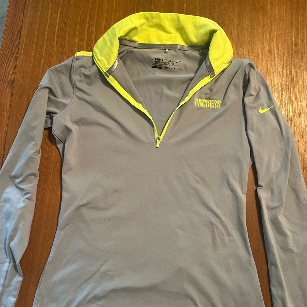 Nike Gray and Neon Yellow Golf Jacket